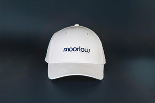 Front of Moorlow White Performance Hat