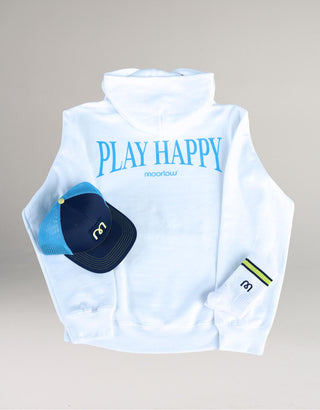 The Hoodie White, Socks in White, and the Trucker Hat. 