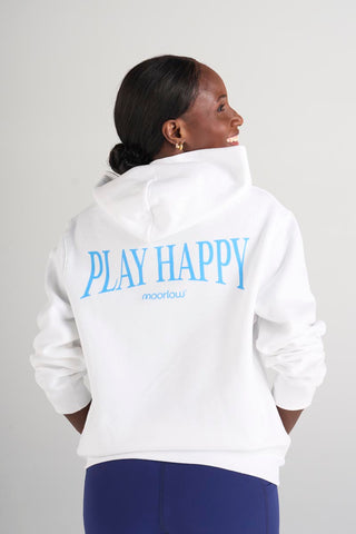 Model is wearing size small in the Hoodie White.